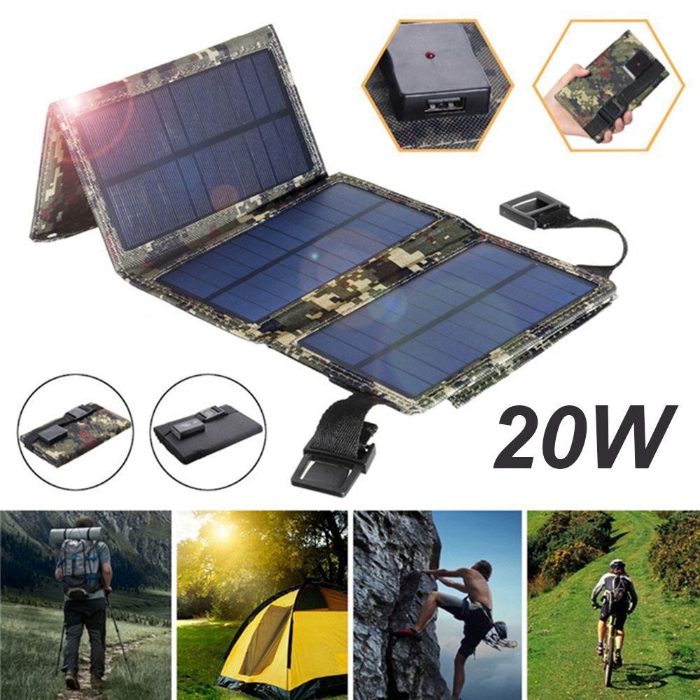 Panels Emergency Survival Mobile Power Bank 20W Folding Solar Cells Charger
