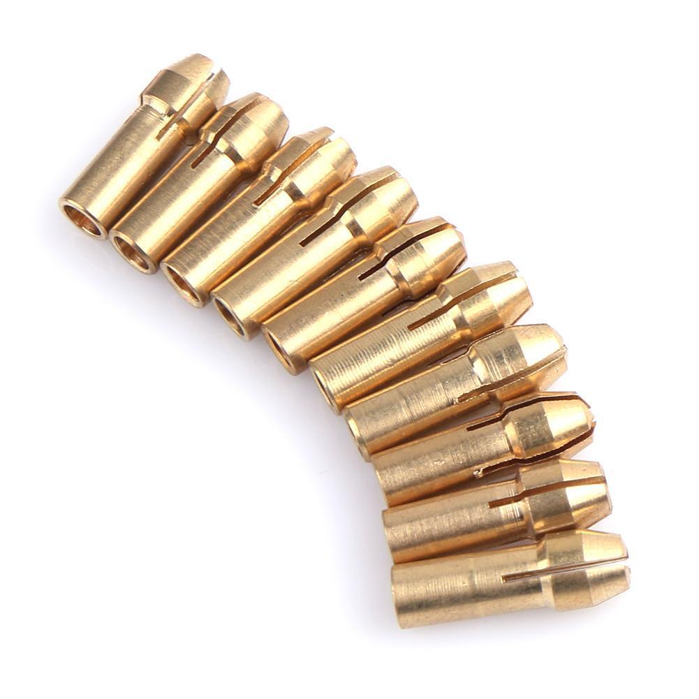 10pcs Mini Brass Copper Collets Chucks for Twist Drill Motor Shaft Grinder