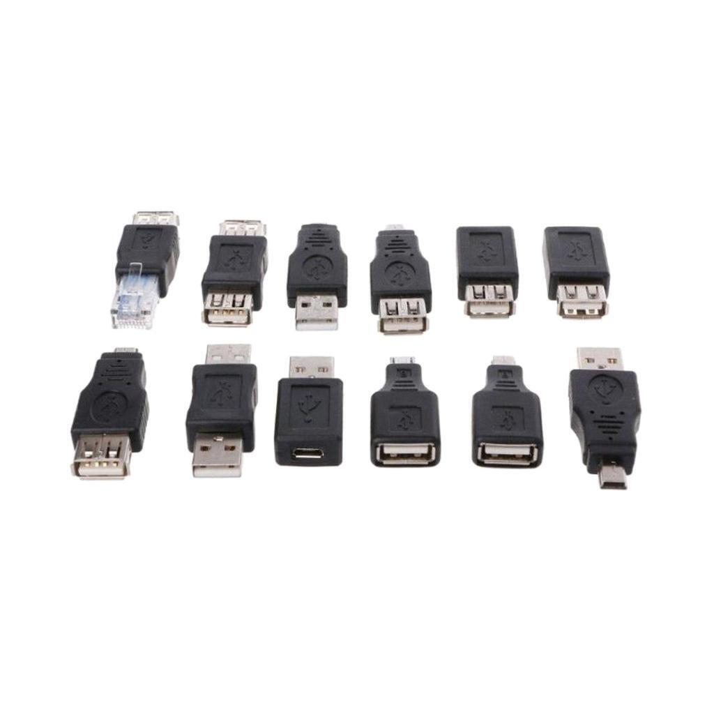 12pcs OTG USB Male to Female Micro USB Mini USB Changer Adapter Converter