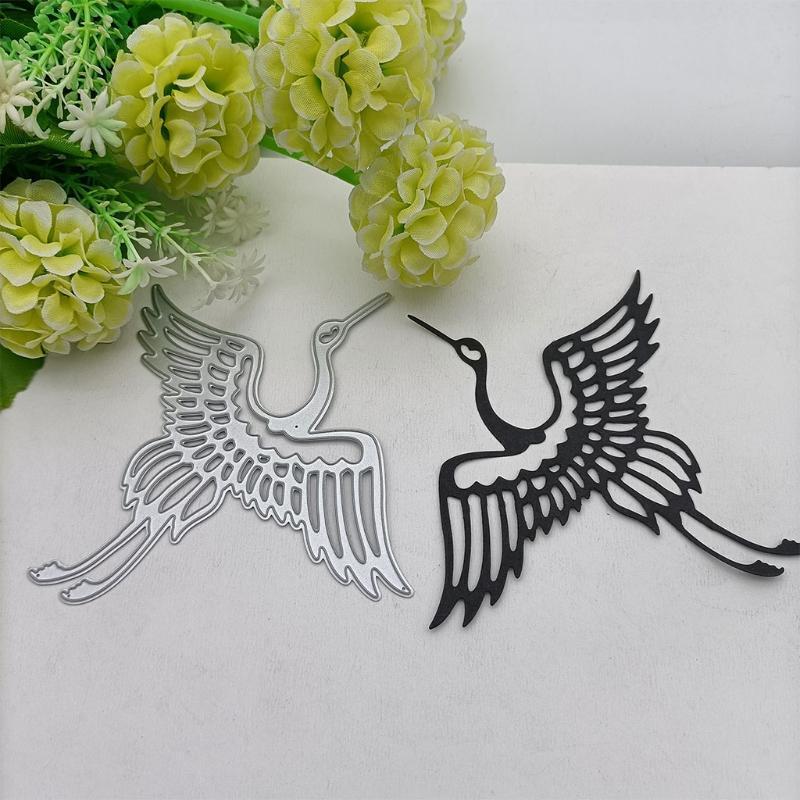 Metal Red-crowned Crane Cutting Dies Embossing Stencils Template Card Making DIY