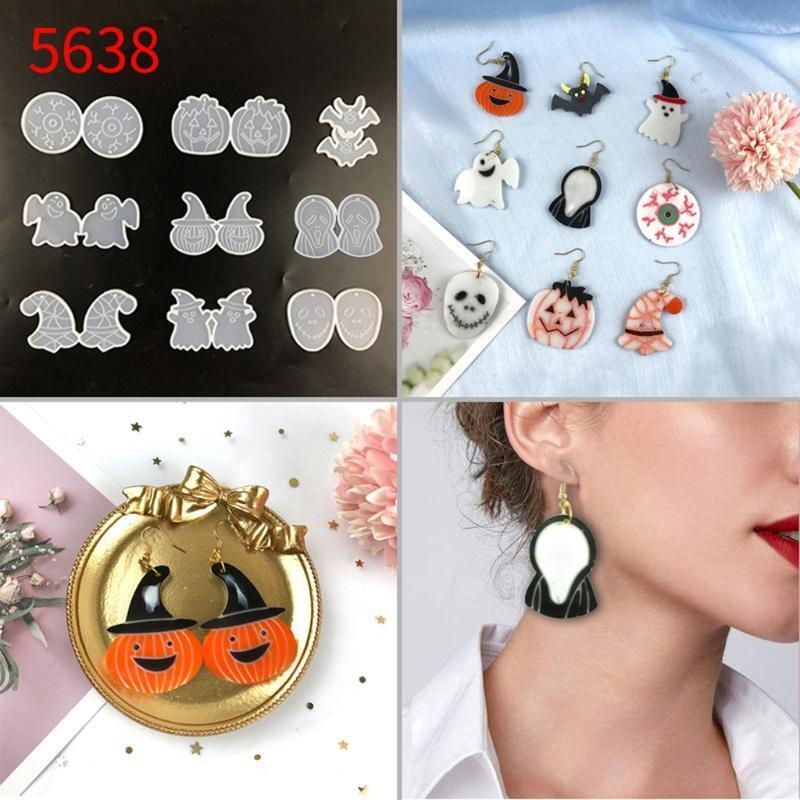DIY Halloween Theme Love Earrings Keychain Halloween Earrings Epoxy Mold