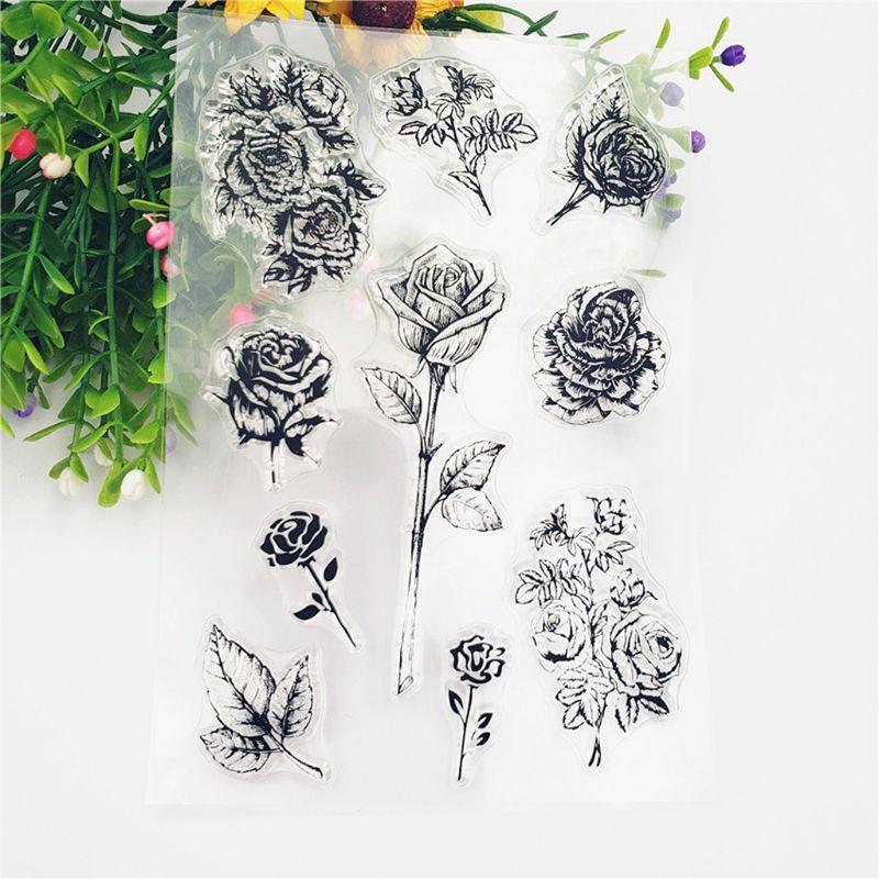 Rose Flower Silicone Clear Stamp Flowers Shape Stamps Greeting  Invitation Card