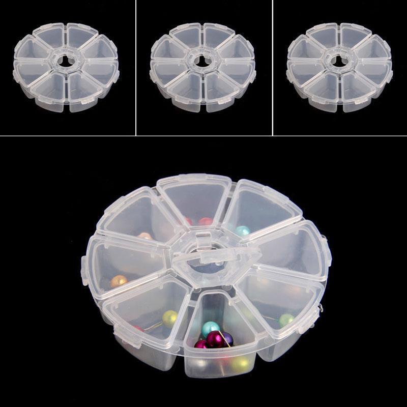 Transparent Plastic Jewelry Organizer Box 8 Divider Grid Compartment Case