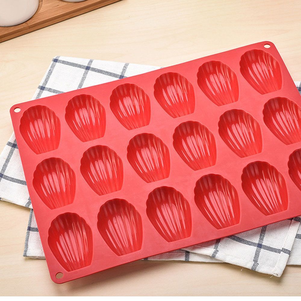 Biscuit Brick Red Cookie Shell Shape Madeleine Silicone 18 Cavity Cake Mold