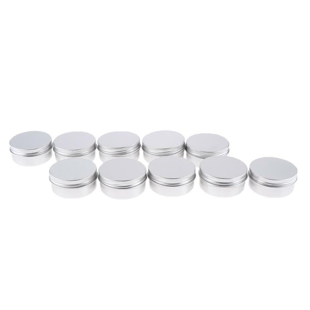10Pcs 50ml Aluminum Round Lip  Tin Storage Jar Containers with Screw