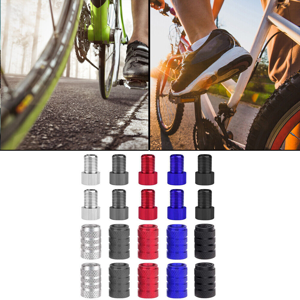 20pcs Pump Valve Adapter with Cap Bicycle Convert Presta to Schrader Valve