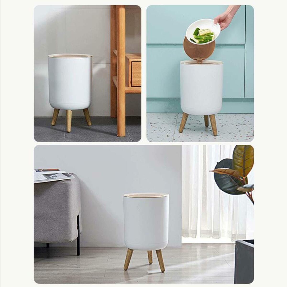 Fashion  Trash Can Press Lid High Foot Bedroom Toilet  Waste Bin