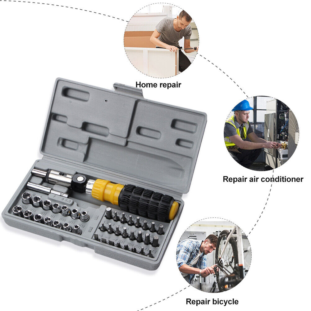41pcs/set Multifunction Screwdriver Bit Tool Kit Socket Wrench Repair Tools