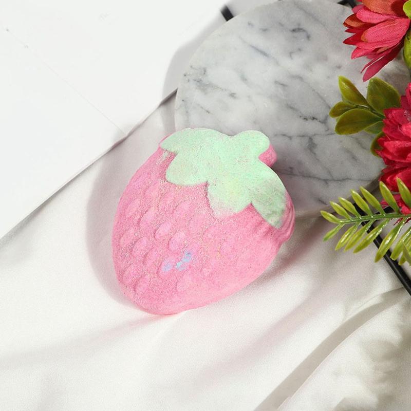 10Pcs Stawberry Shaped Bath Bomb Bubble SPA Ball Exfoliating Oil Control Cleaner