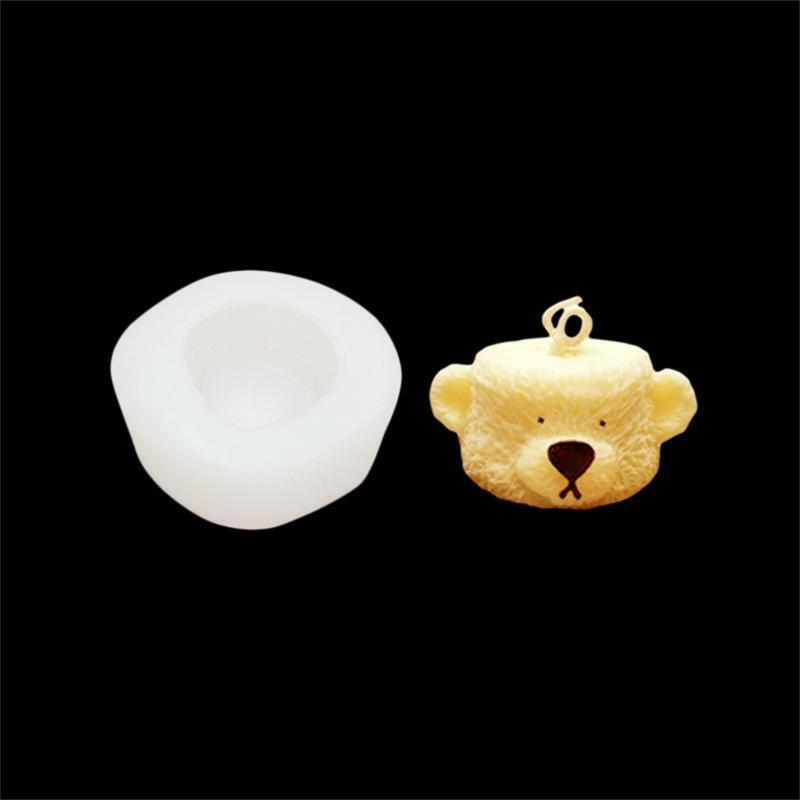 Silicone Mold Flat-Headed Bear Candle Mold Cake Decorating Tool Gift for Baking