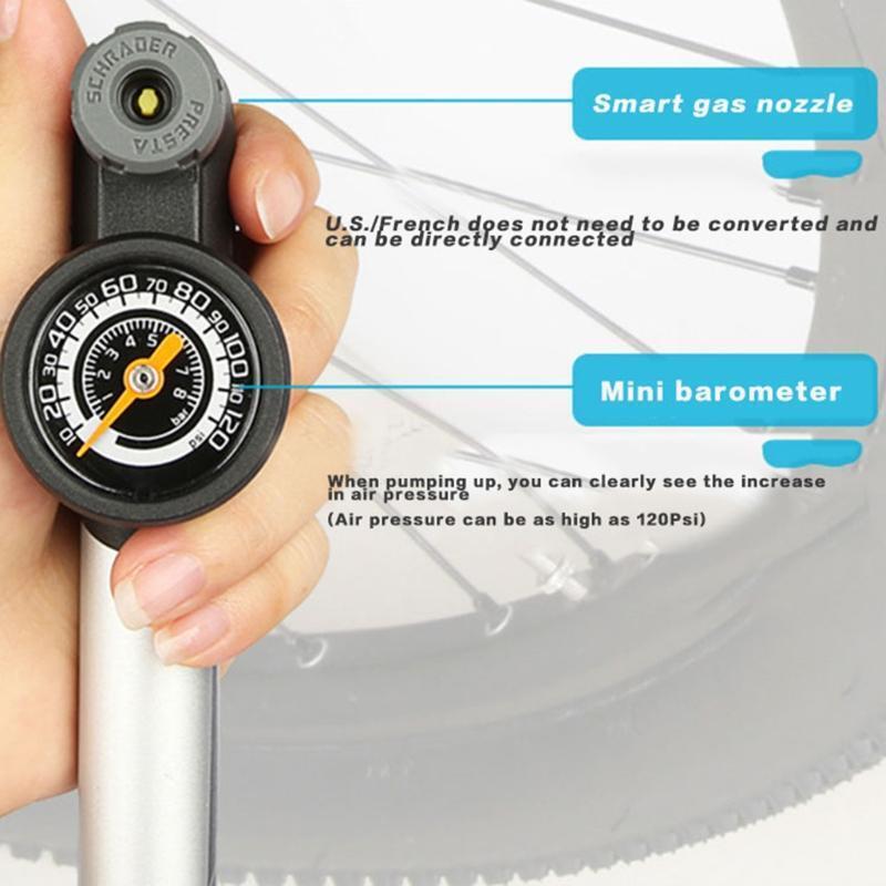 Mini Portable  Bicycle Pump, Pump Bike Pumps w/ Glueless Puncture Repair