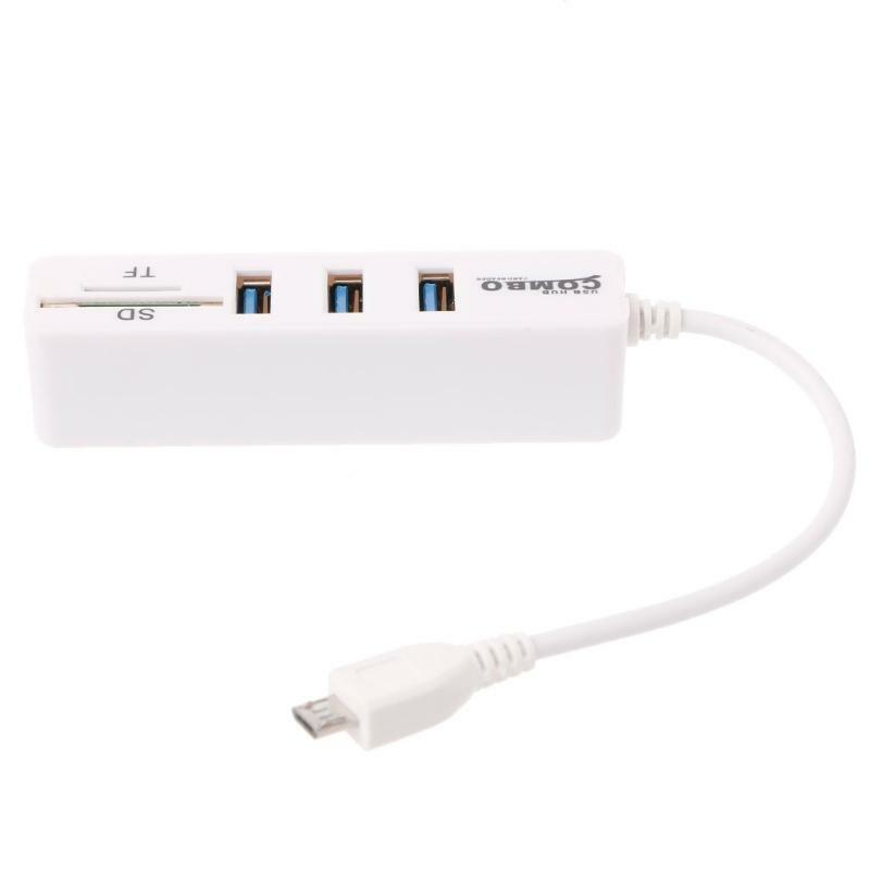 3 Port USB 2.0 Hub Splitter Combo Micro USB Connector Cable OTG SD/TF Card