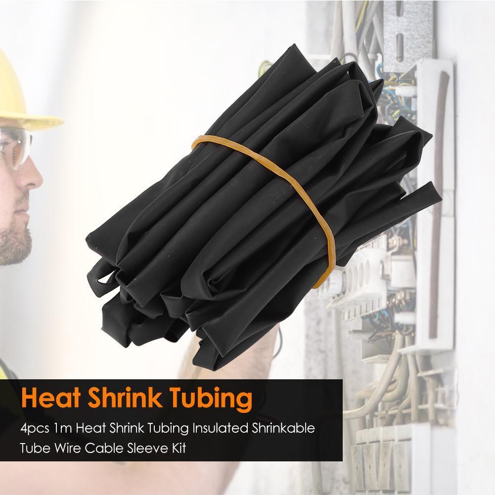 4pcs 1m Heat Shrink Tubing Insulated Shrinkable Tube Wire Cable Sleeve Kit