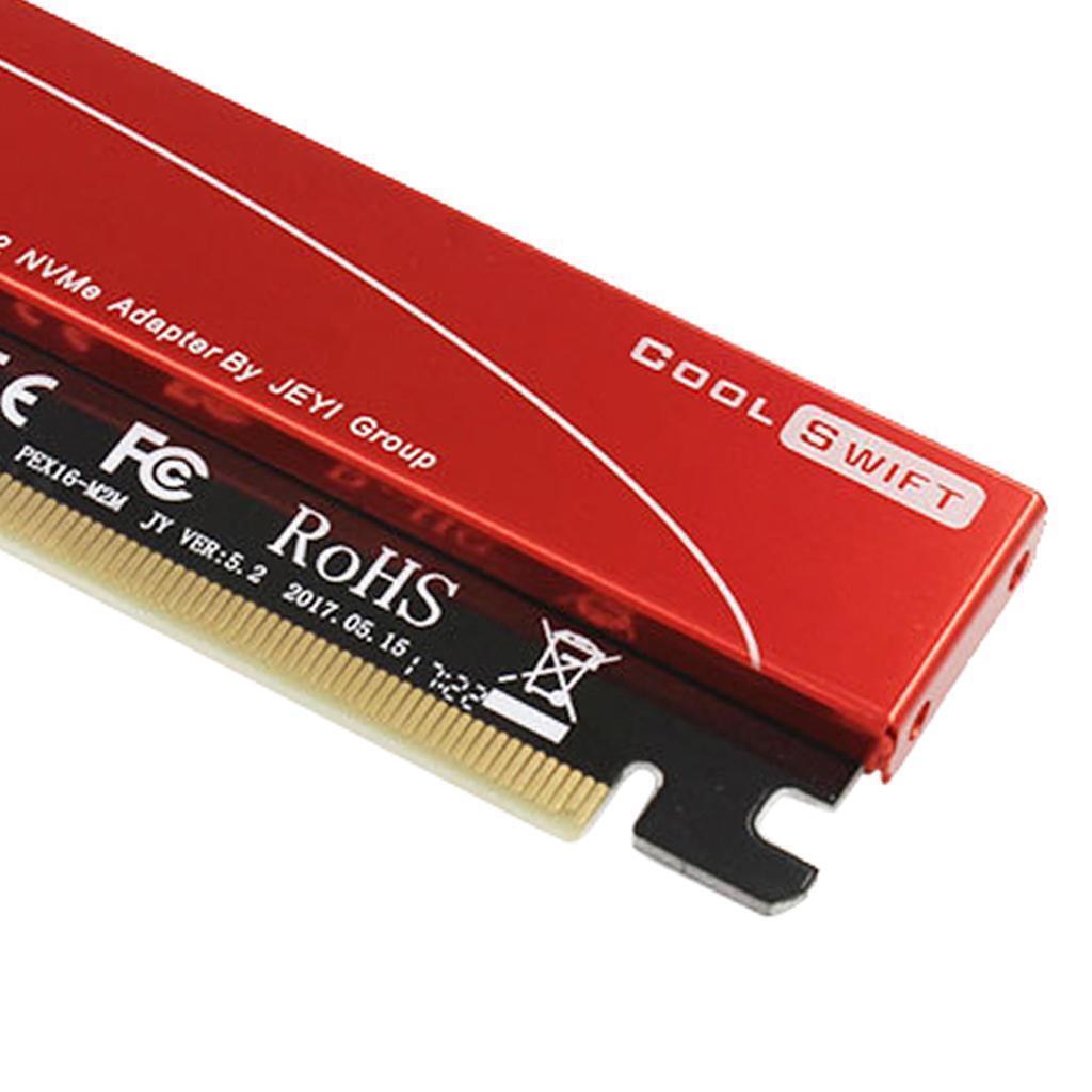 M.2  SSD to PCI-e X16 Converter Card  with Case Heatsink Red