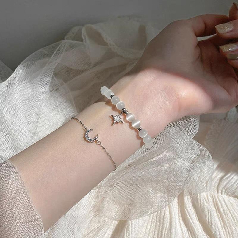 2x Star Moon Beach Bracelet for Women Girls Chain Beaded Wirstband Jewelry