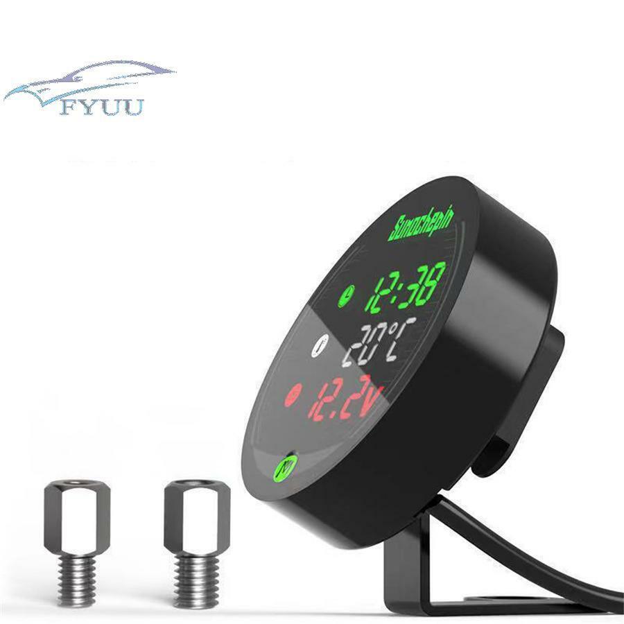 Voltmeter Gauge Display Table LED Volt Meter Clock Black USB Charger In Moto