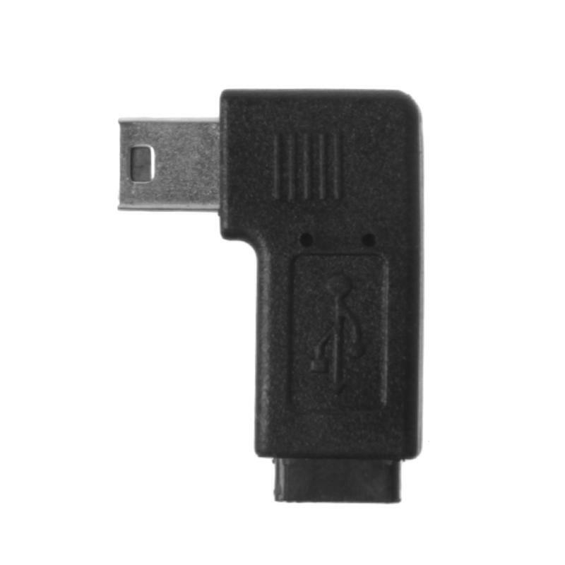 USB 2.0 Micro 5Pin Female To Mini 5Pin Male 90° Angle Left Right Converter