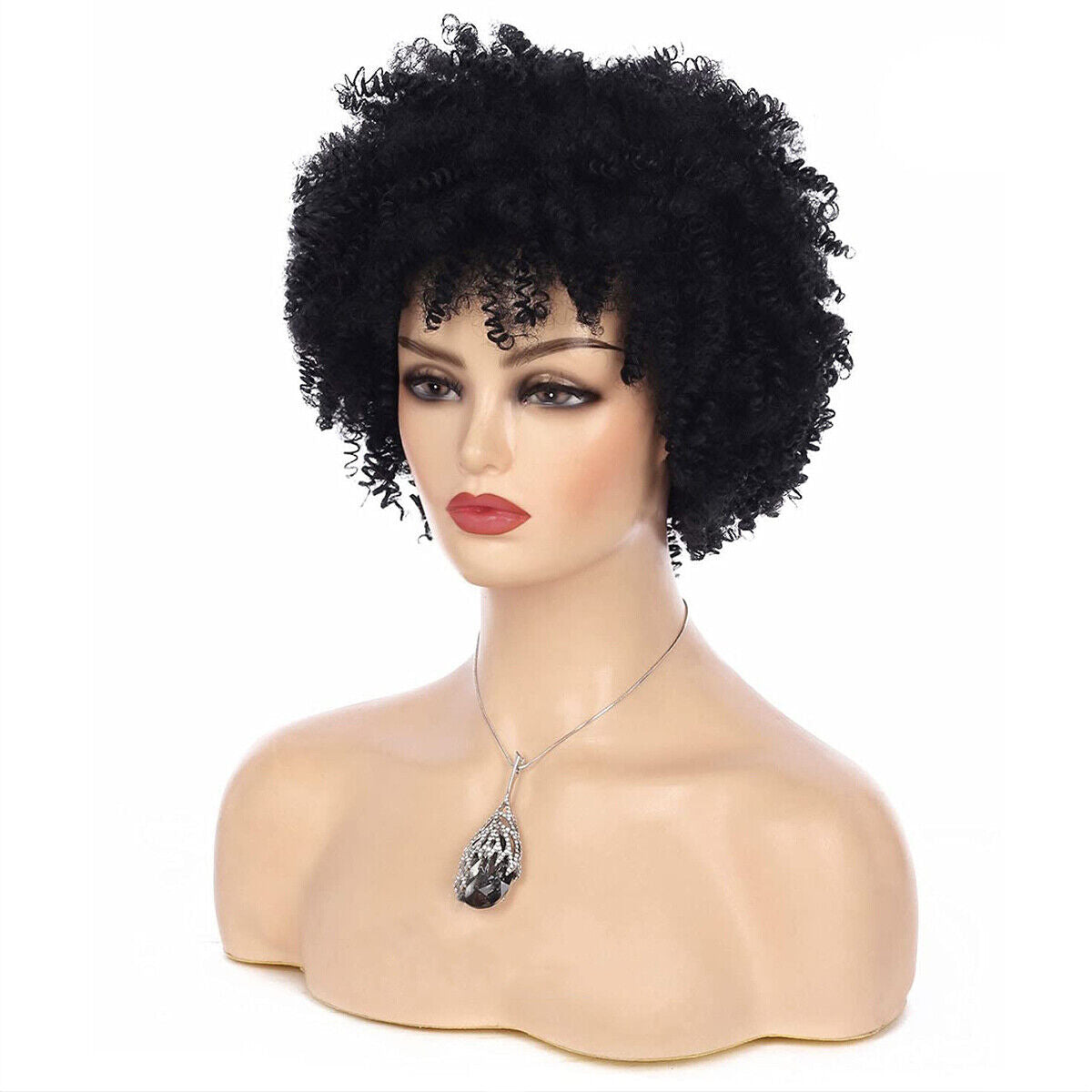 Women's Fashion Short Bob Afro Curly Wigs Pink Full Wig Synthetic Hair for Party