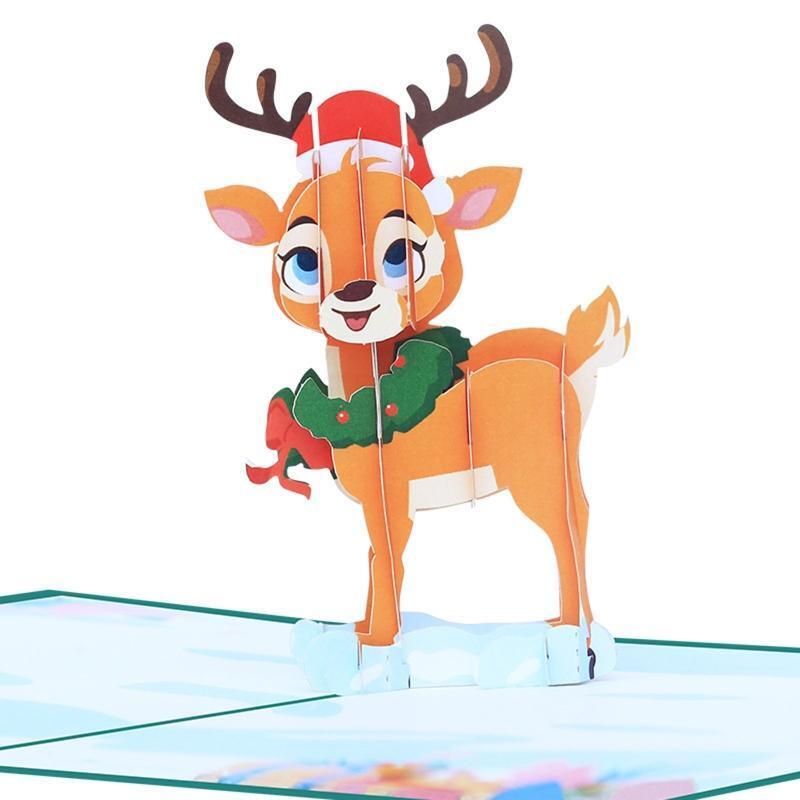 Christmas Deer Card Xmas New Year Greeting Card for Kids Wife Women Husband Gift