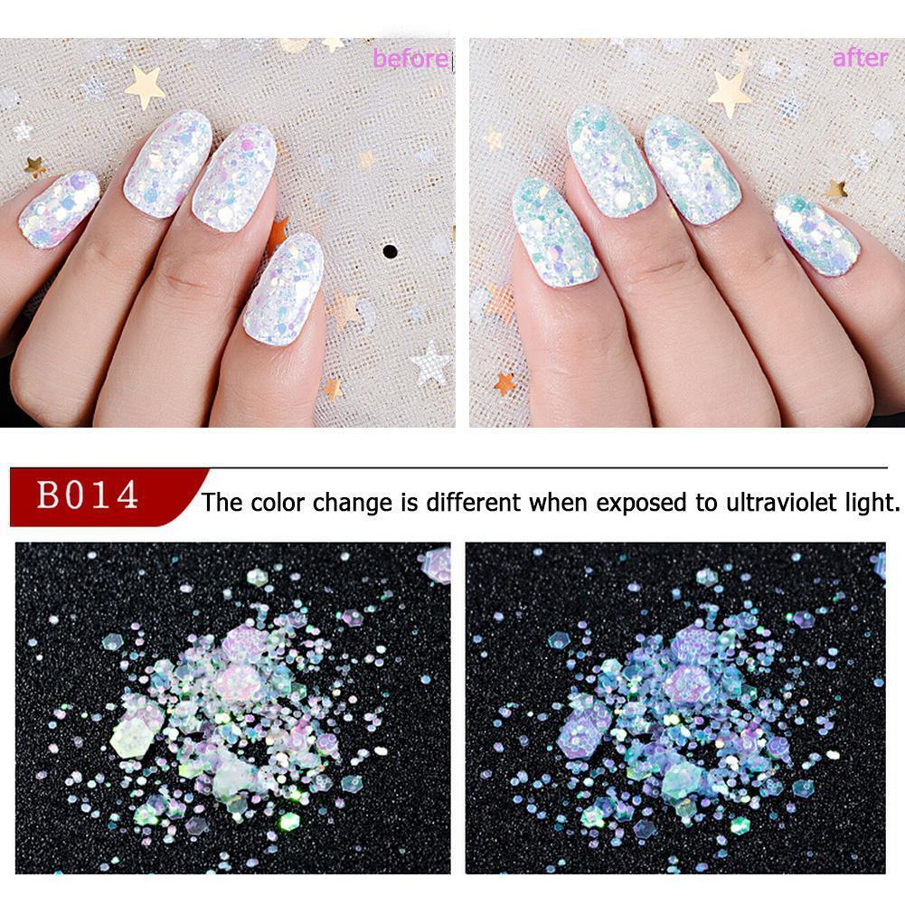 1 Box UV Gradient Nail Sequins Flakes Makeup Mixed Glitter Powders (B014)