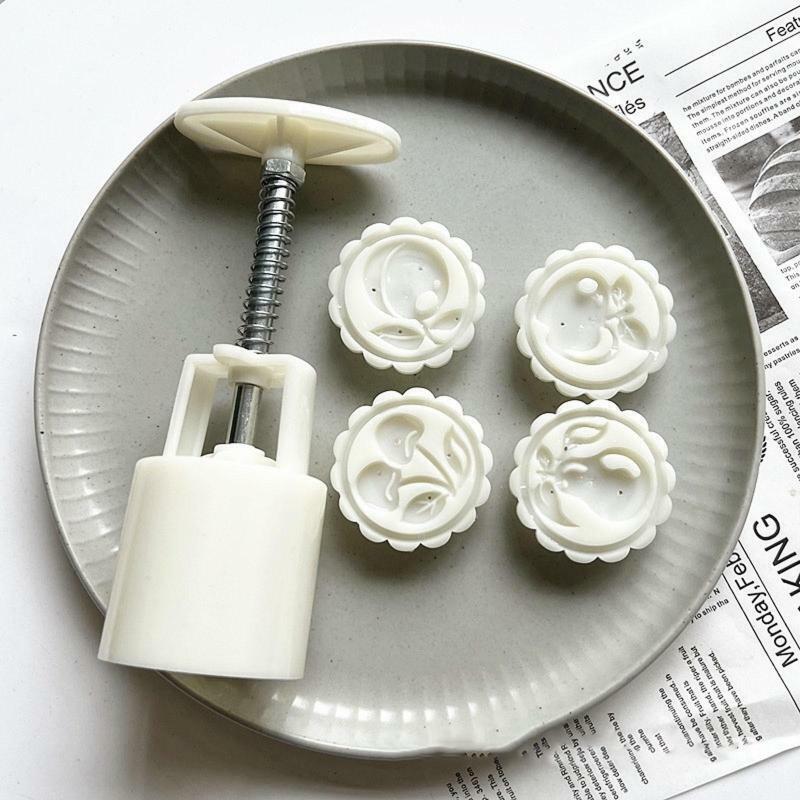 50g Plastic Material Mooncake Mold Fruit Shaped Stamps Moon Cake Moulds for DIY