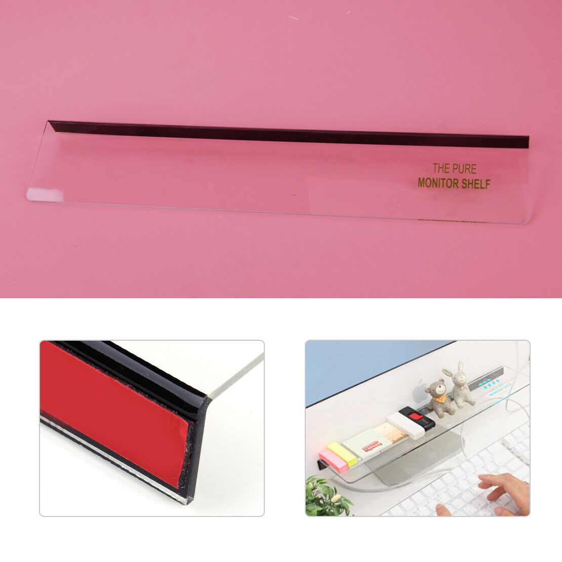 Sticky Monitor Shelf Tidy Holder Computer Office Desk Stationery  Organizer Li