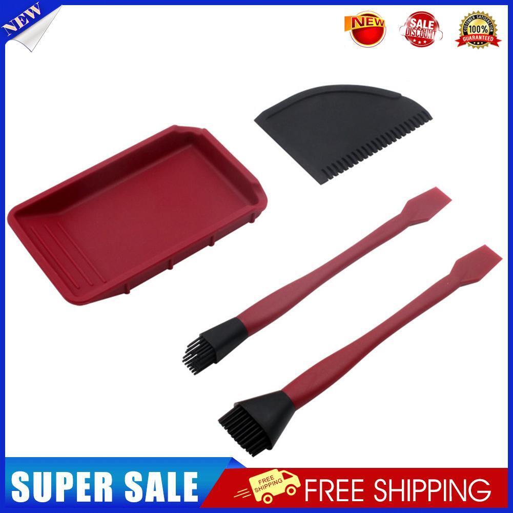 4pcs Woodworking Glue Tool Kit Brush Flat Scraper Glue Tray Wood Gluing Set