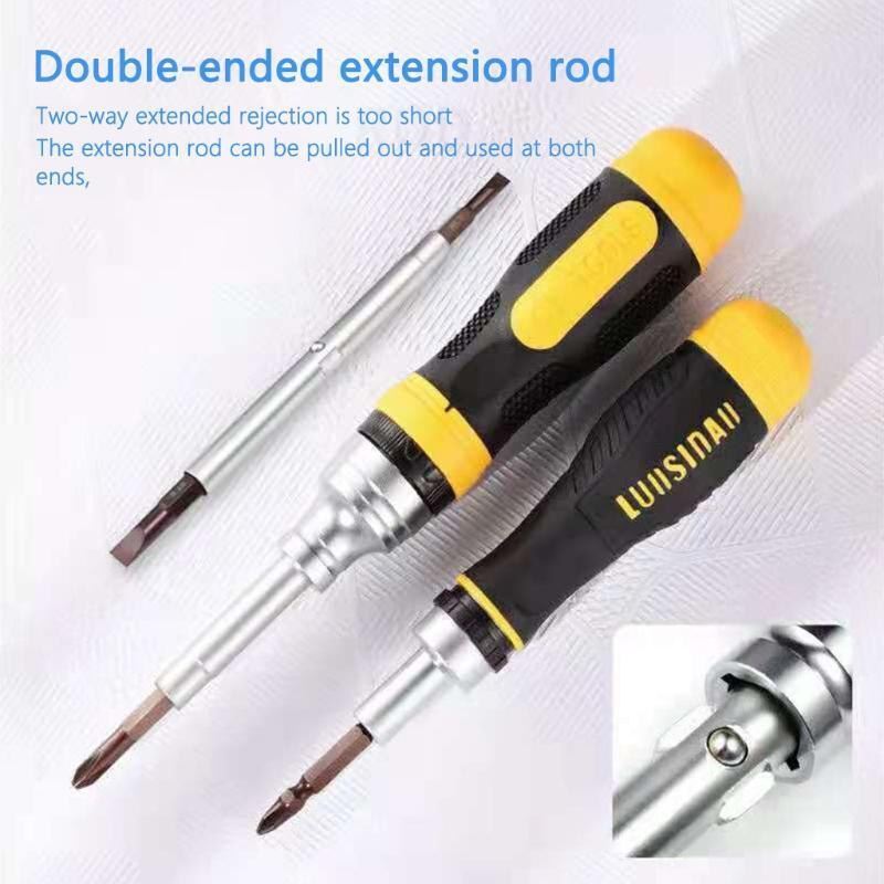Multi-Bit Screwdriver Nut Driver Multi Tool with 8 Industrial Strength Bits