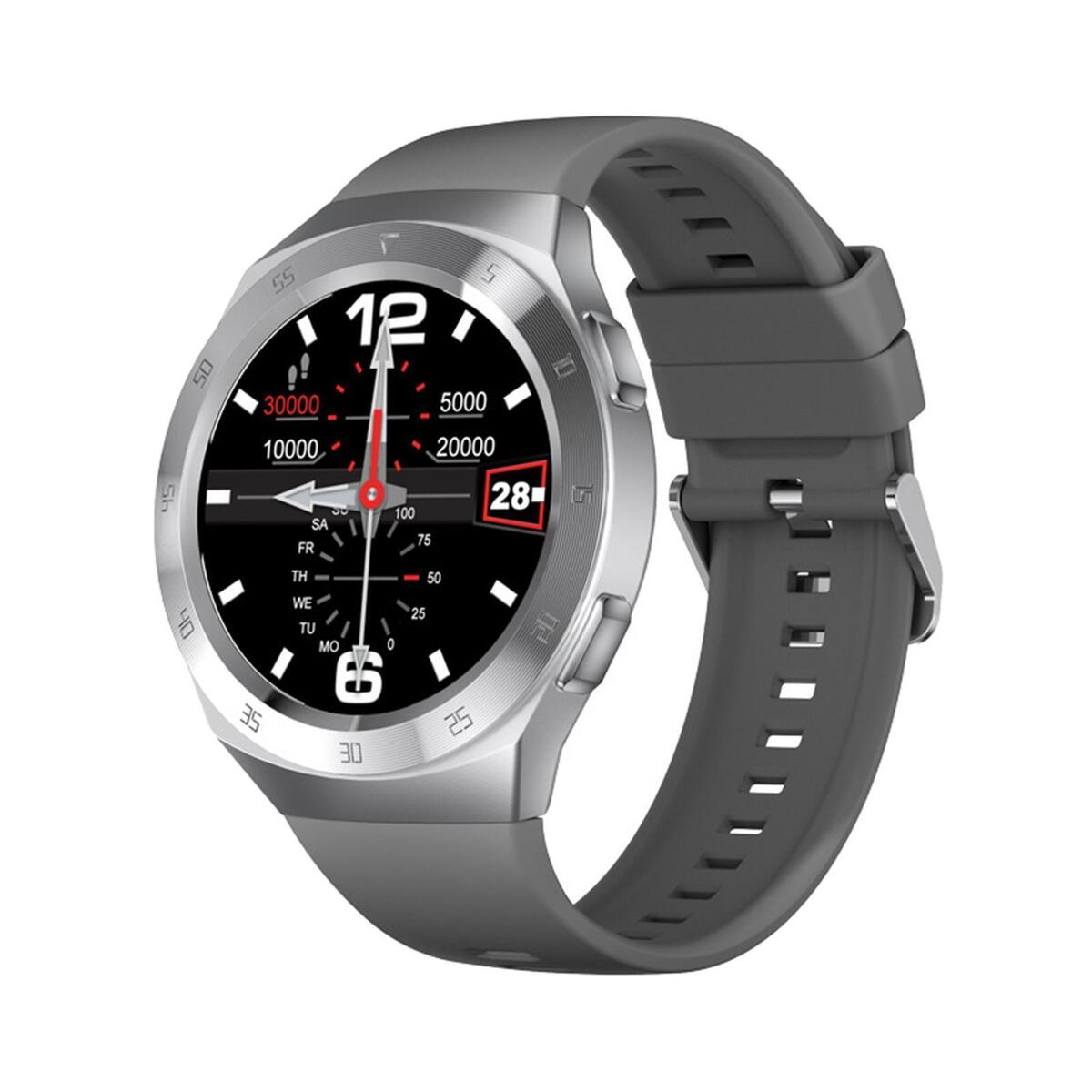 Round Sports 1.3IN Smart Watch Fitness Tracker Calorie Counter Touch Screen Grey