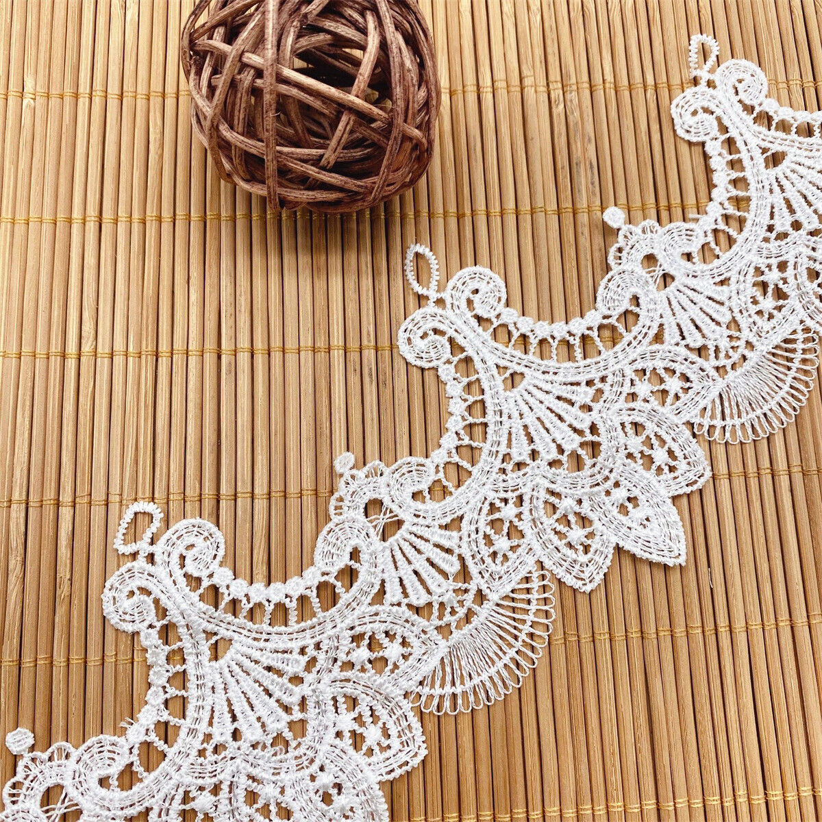 8.5CM Wide White Lace Fabric Embroidered Ribbons Trim Wedding Dress DIY Sewing