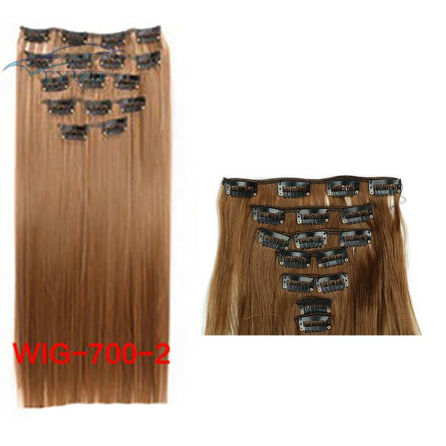 22'' Extensions Natural Hairpieces Straight Synthetic Clip In Hair Extension 1x