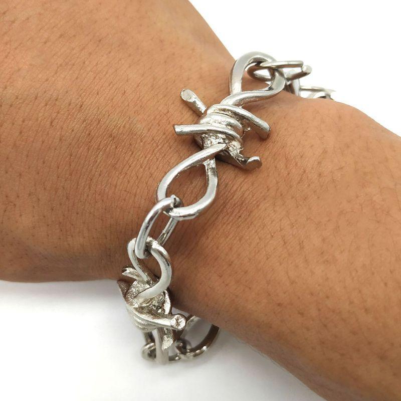 Personalized Men's Jewelry Set Alloy Barbed Wire Brambles Bracelet Necklace Gift