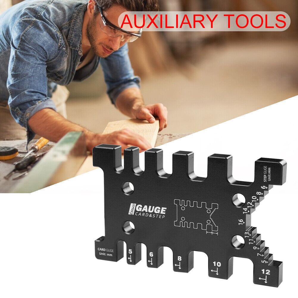 Woodworking Tenon Caliper Measuring Ruler Metric Imperial Card Gauge Router