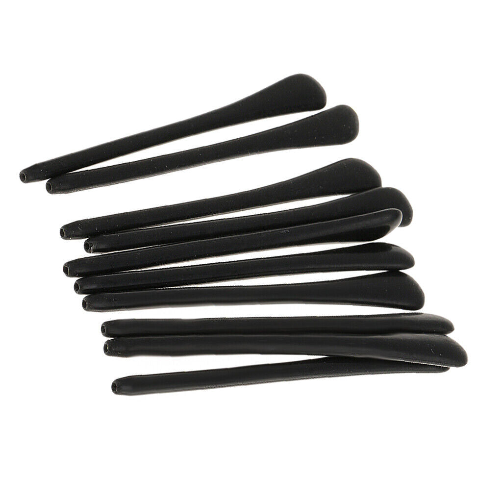 of 10 Silicone Eyeglasses End  Ear Sock Tubes Replacements Black