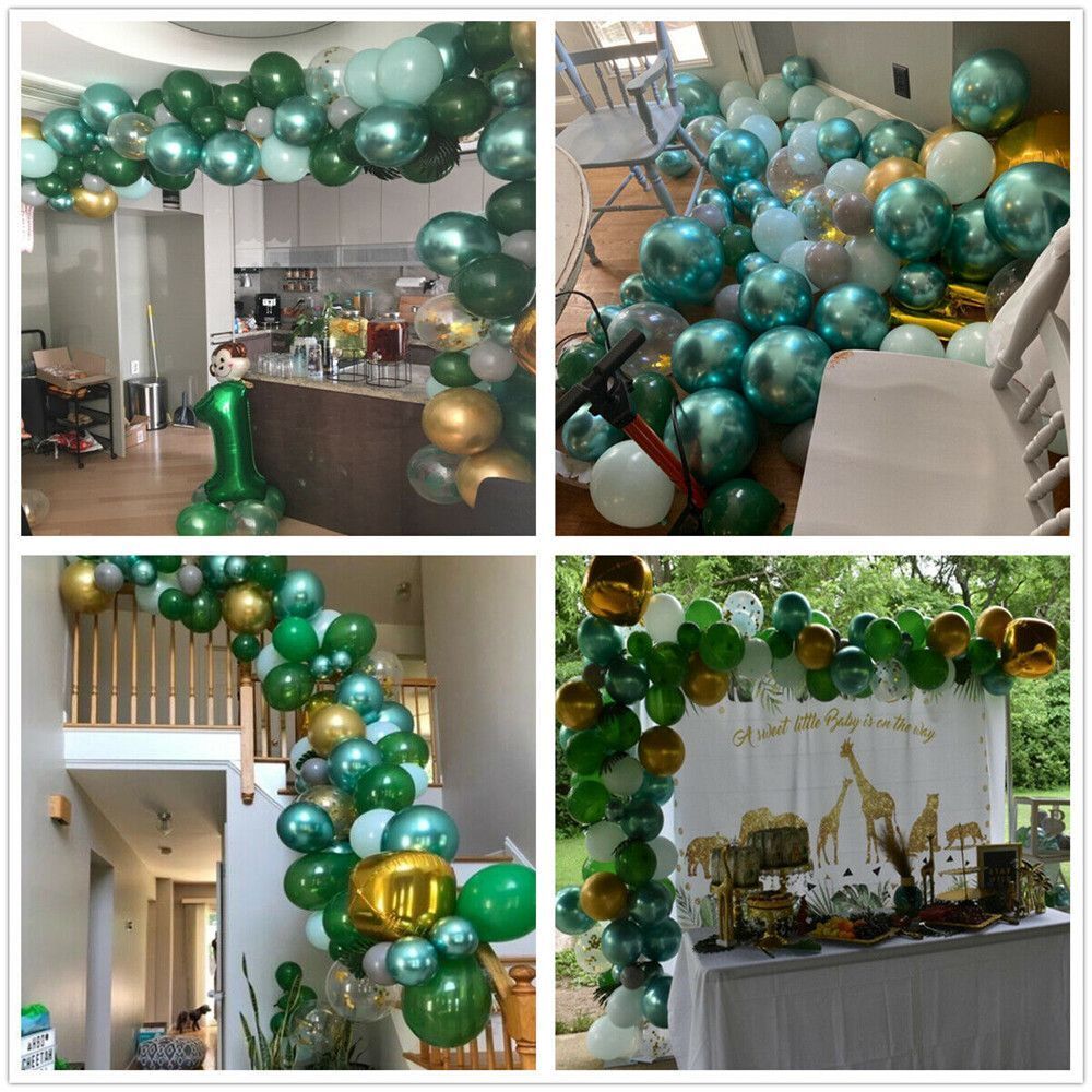 Kids Childs Baby Green Balloon Jungle Safari Party Decor Arch Garland Kit