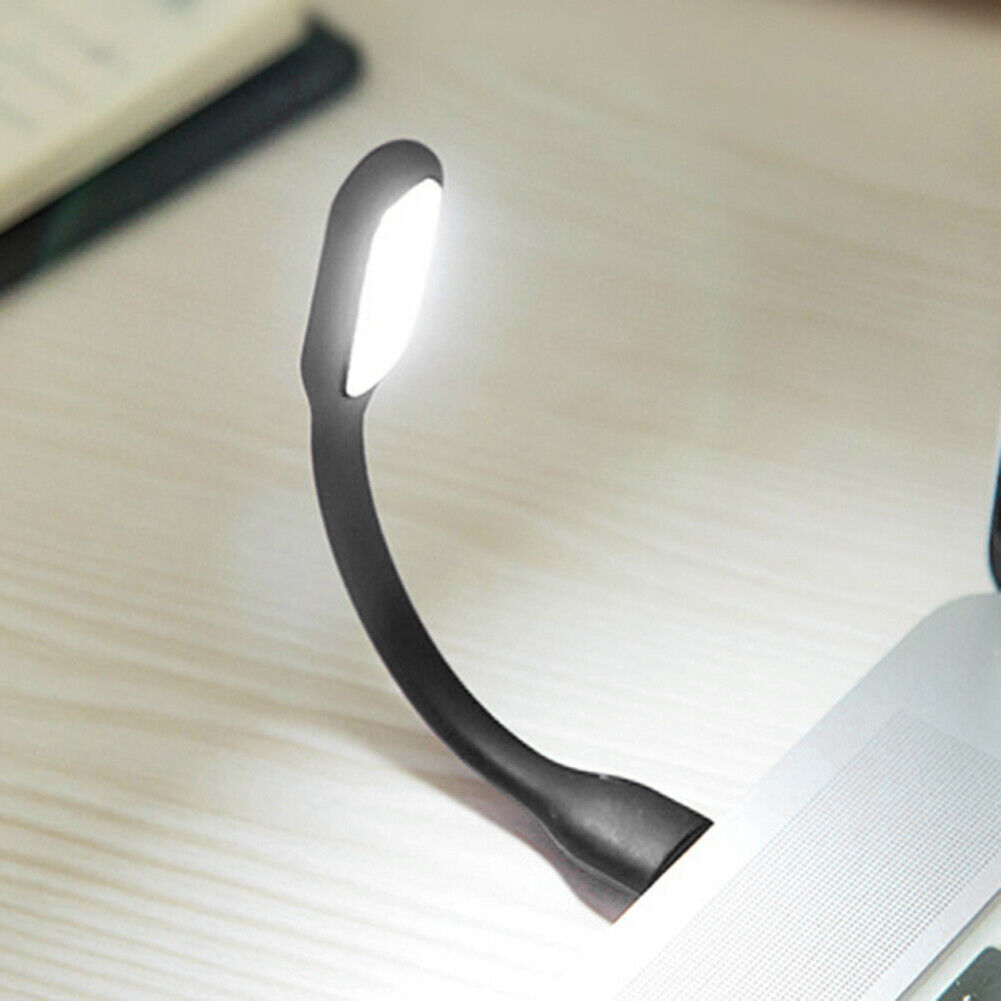 LED USB Night Light Desk Book Light Portable Lamp Bendable Lighting (Black)