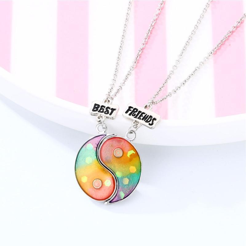 Sister Friendship Necklace Magnet Tai Chi Pendant Charm Best Friend Jewelry 2pcs