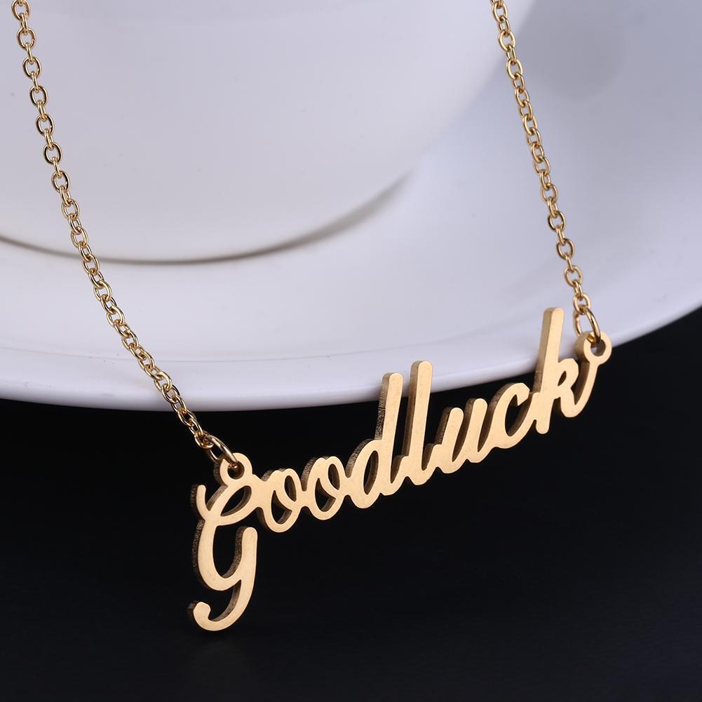 Fashion Women Letter Goodluck Pendant Charm Clavicle Chain Necklace Jewelry