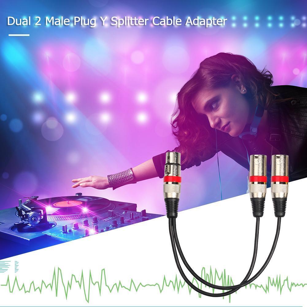 3Pin XLR Female to Dual 2 Male Y Splitter 30cm Adapter Cable Wire (Red)