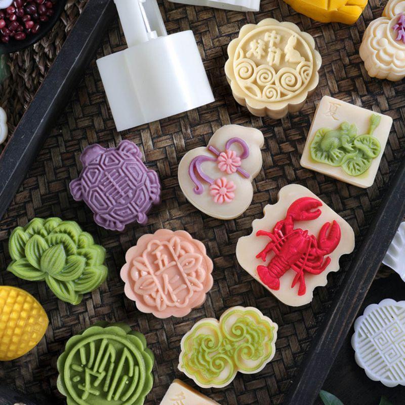 Moon Cake Mold for Mid-Autumn 50g Turtle Cookie Cutter Stamp DIY Green Bean Mold