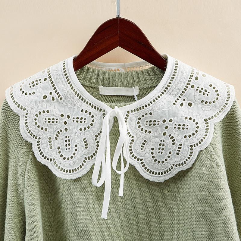 Women Hollow Out Dragonfly White False Collar Jacquard Shawl Necklace Capelet