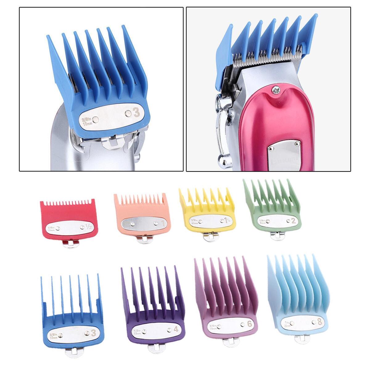 8 Pieces Hair Clipper Guards with Metal Clip for Wahl Hair Clippers Barber