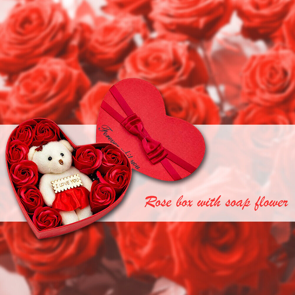 10pcs Rose Flowers Bear Gift Box Xmas Birthday Valentine Wedding Gifts