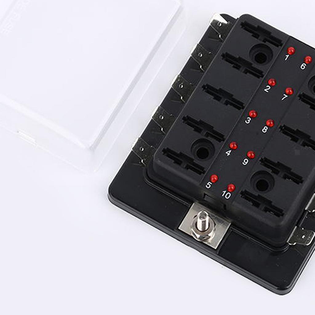 Fuse Box Blade Fuse Block Holder LED Indicator Waterpoof Cover for Automotive