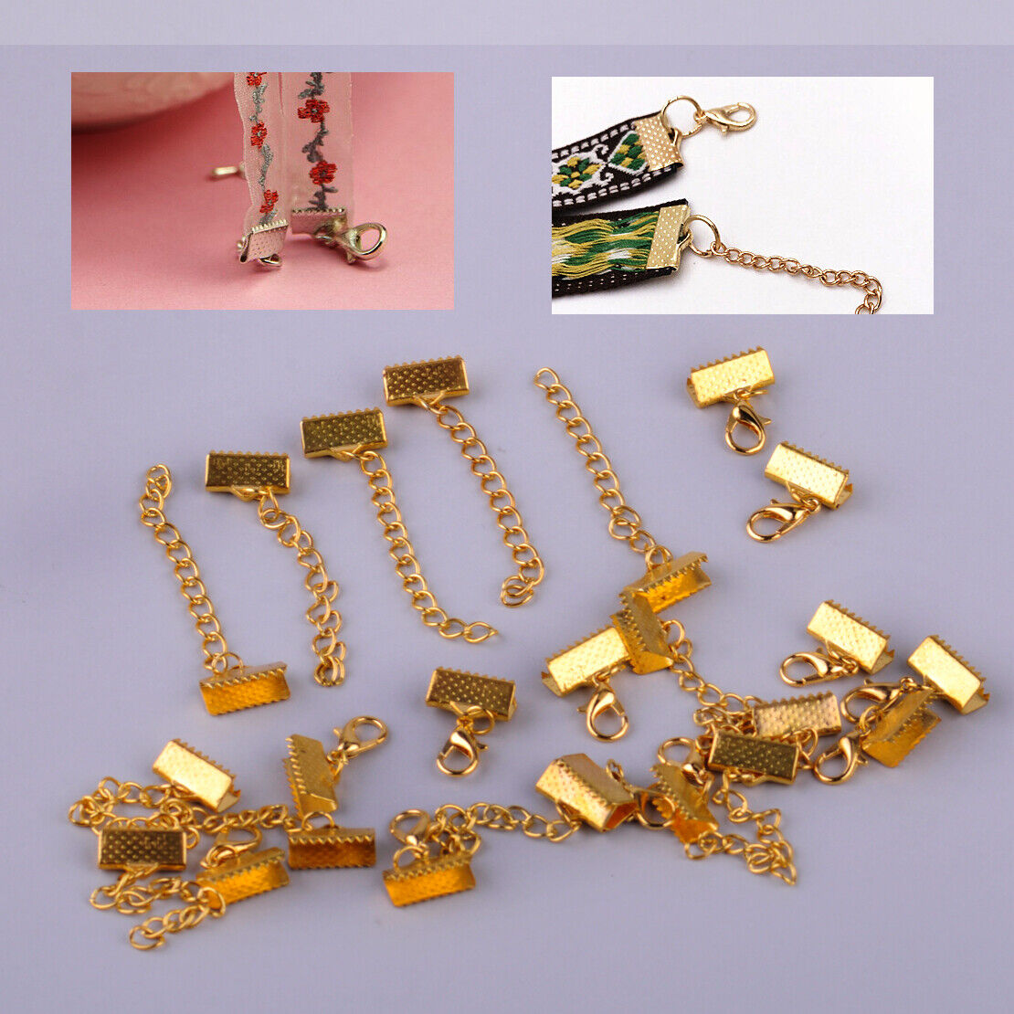 12x Bracelet Necklace Curb Ends Chain Extender Lobster Clasp Clip Connector Li