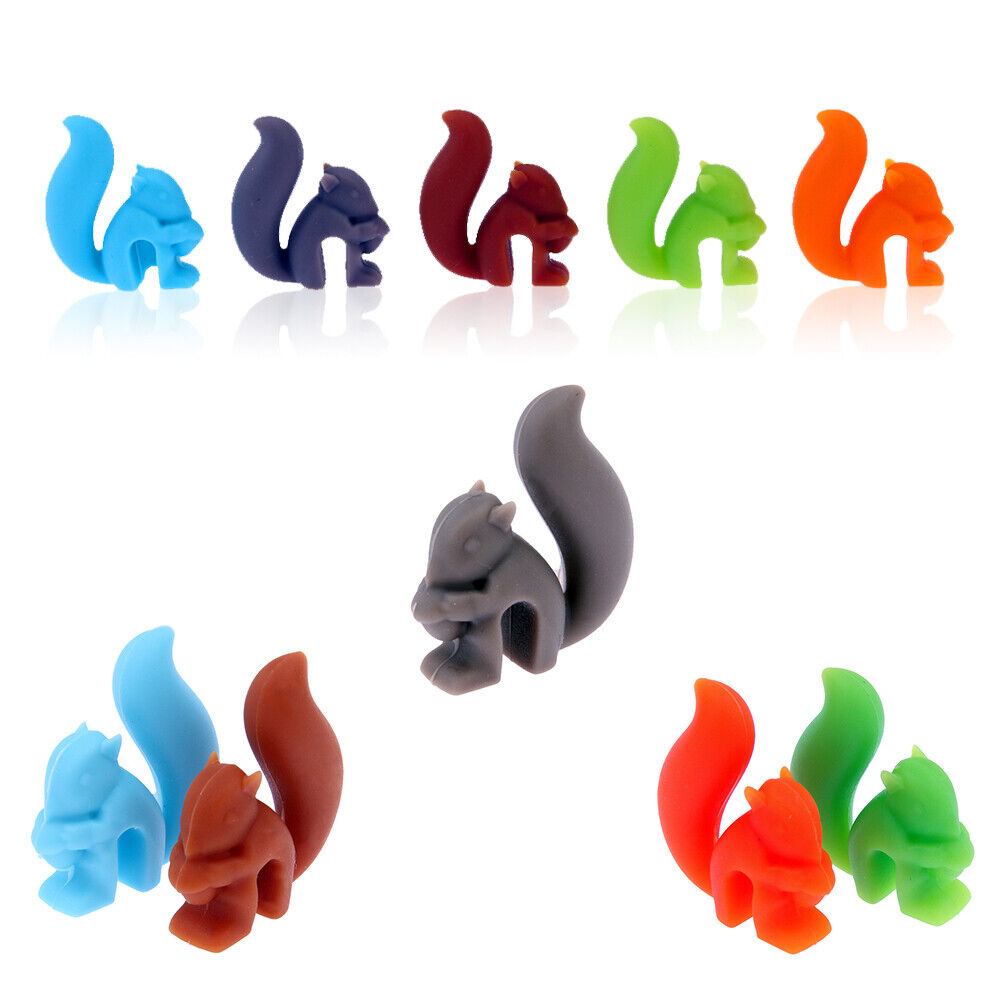 5pcs Silicon Squirrel Suction Cup Wine Glass Recognizer Label Marker