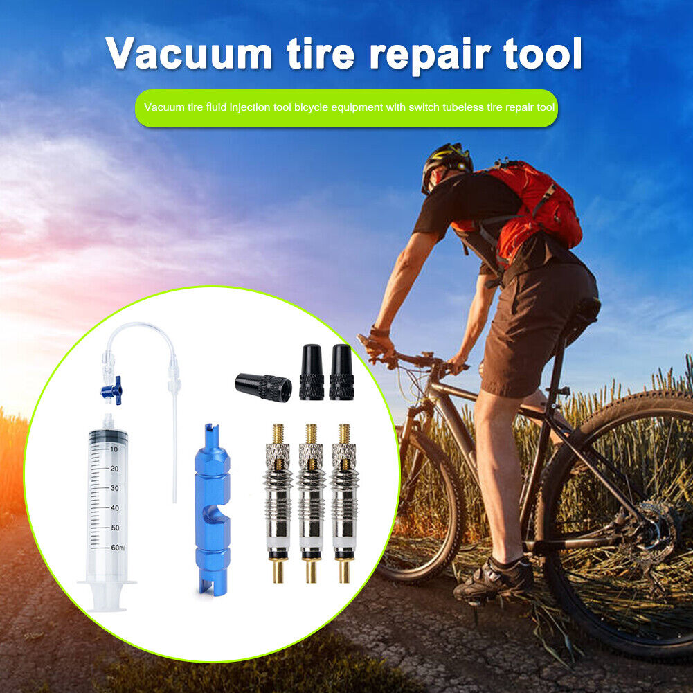 Bicycle Tubeless Tyre Sealant Injection Tool Bike Vacuum Tire Repair Liquid