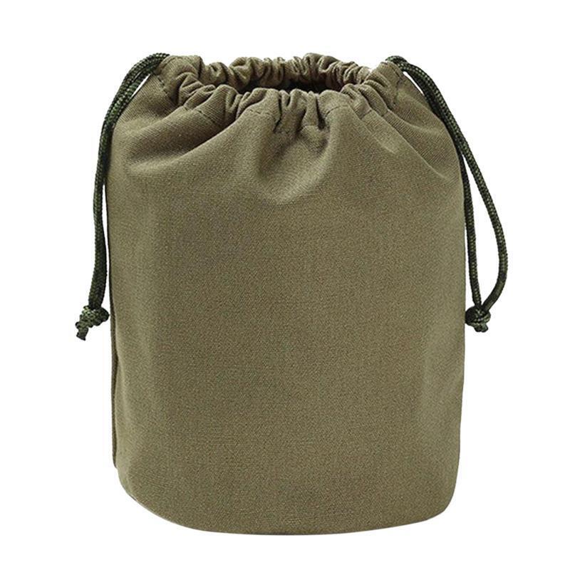 Camping Drawstring Storage Bags Canvas Sundry Makeup Pouch Built-in Compartment