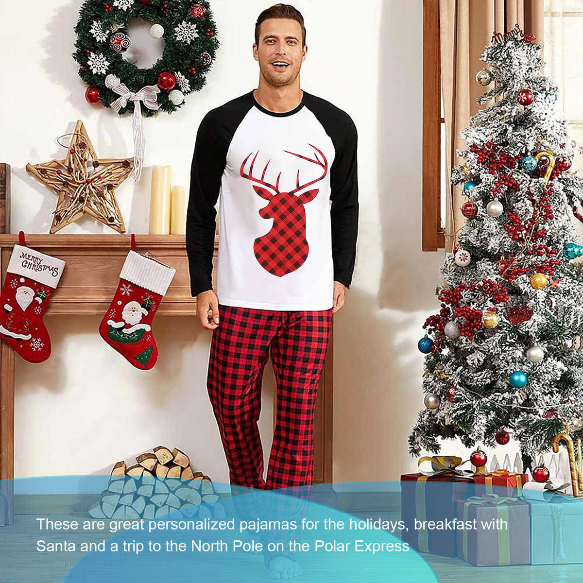 Christmas Matching Family Pajamas Set 2 Pieces Printed Homewear (Dad XL)