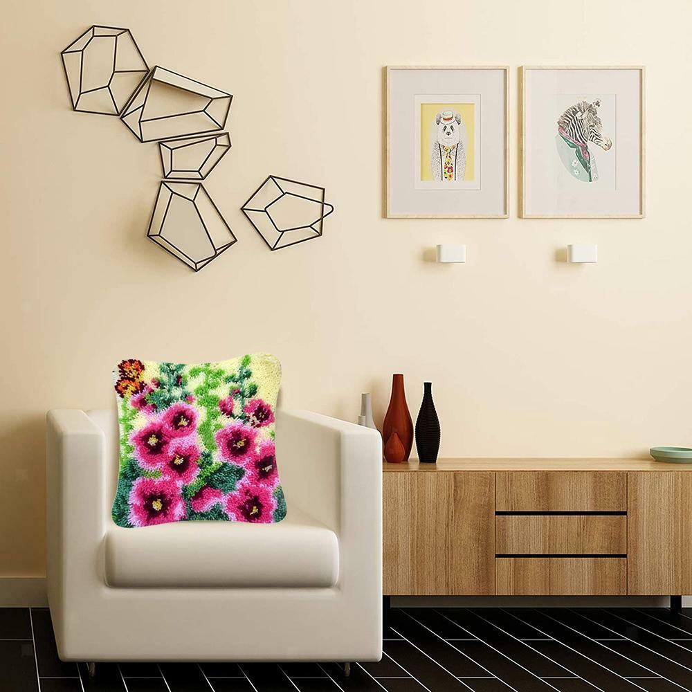 Flower Pattern  Kit Pillow Case Embroidery Package DIY 16x16''